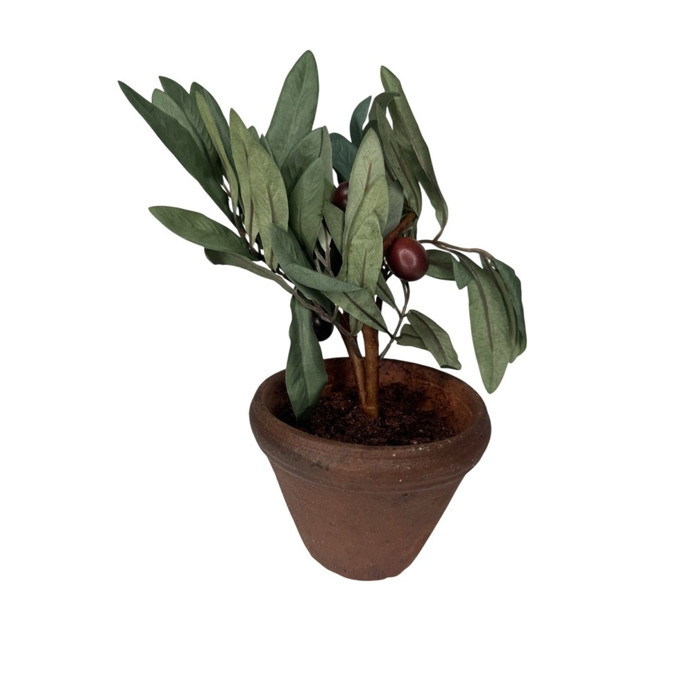8" Artificial Olive Tree in Terra Cotta Pot Faux Plant Mediterranean Decor